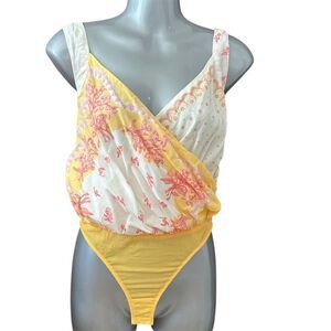 Free People Intimately Women's Floral Bodysuit Multicolor Size M Boho Chic